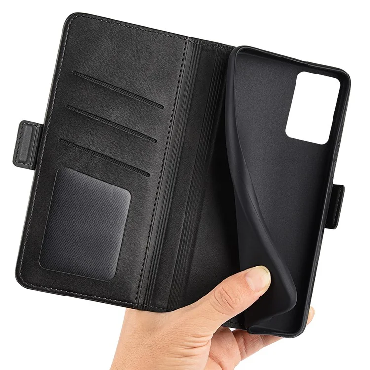 Textured PU Leather Phone Case for OnePlus Nord CE 2 5G Shockproof Folio Flip Cover Magnetic Closure Wallet Stand Case - Black