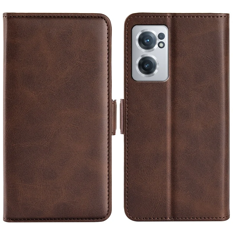 Textured PU Leather Phone Case for OnePlus Nord CE 2 5G Shockproof Folio Flip Cover Magnetic Closure Wallet Stand Case - Brown
