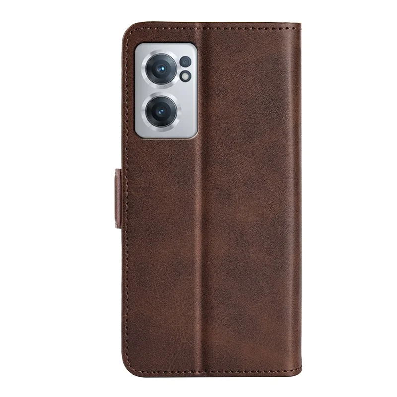 Textured PU Leather Phone Case for OnePlus Nord CE 2 5G Shockproof Folio Flip Cover Magnetic Closure Wallet Stand Case - Brown