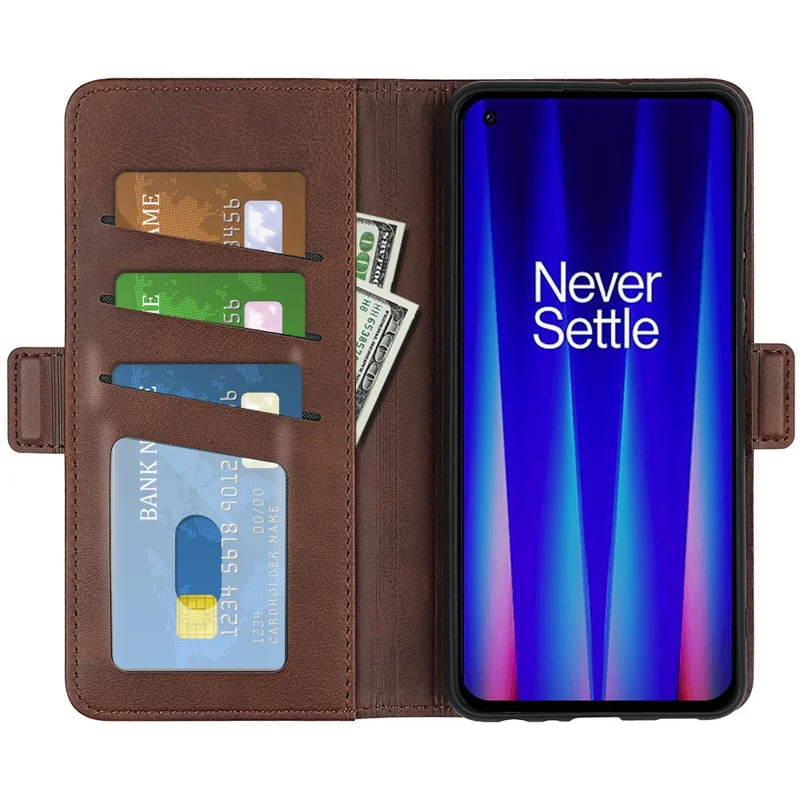 Textured PU Leather Phone Case for OnePlus Nord CE 2 5G Shockproof Folio Flip Cover Magnetic Closure Wallet Stand Case - Brown