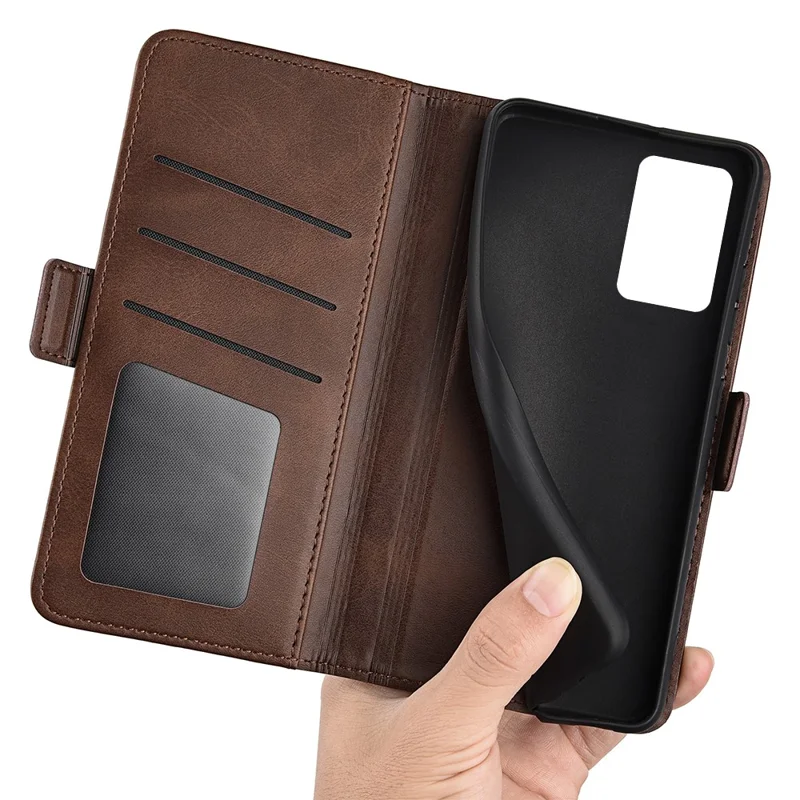 Textured PU Leather Phone Case for OnePlus Nord CE 2 5G Shockproof Folio Flip Cover Magnetic Closure Wallet Stand Case - Brown