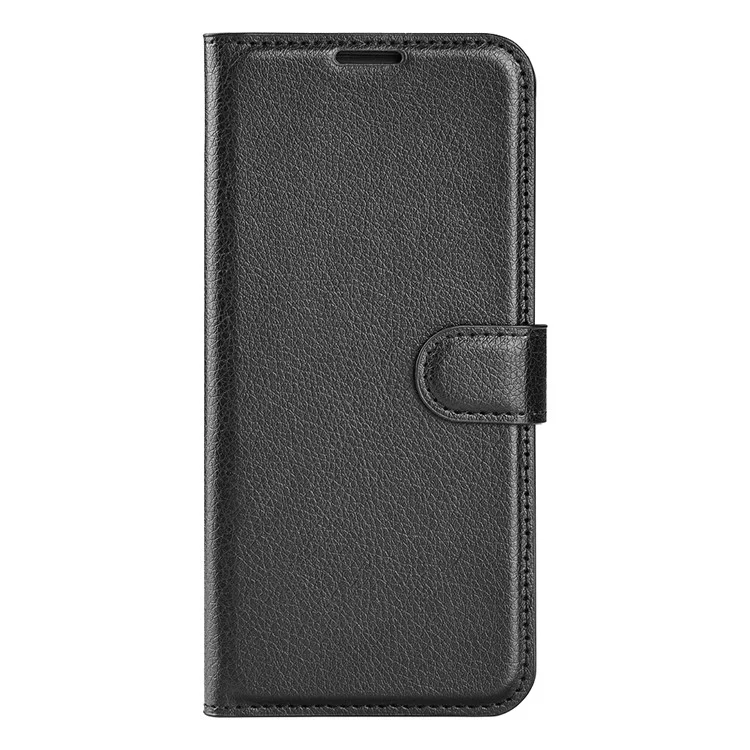 Litchi Skin Folio Flip Leather Case for OnePlus Nord CE 2 5G, Wallet Stand Cover Phone Accessory - Black