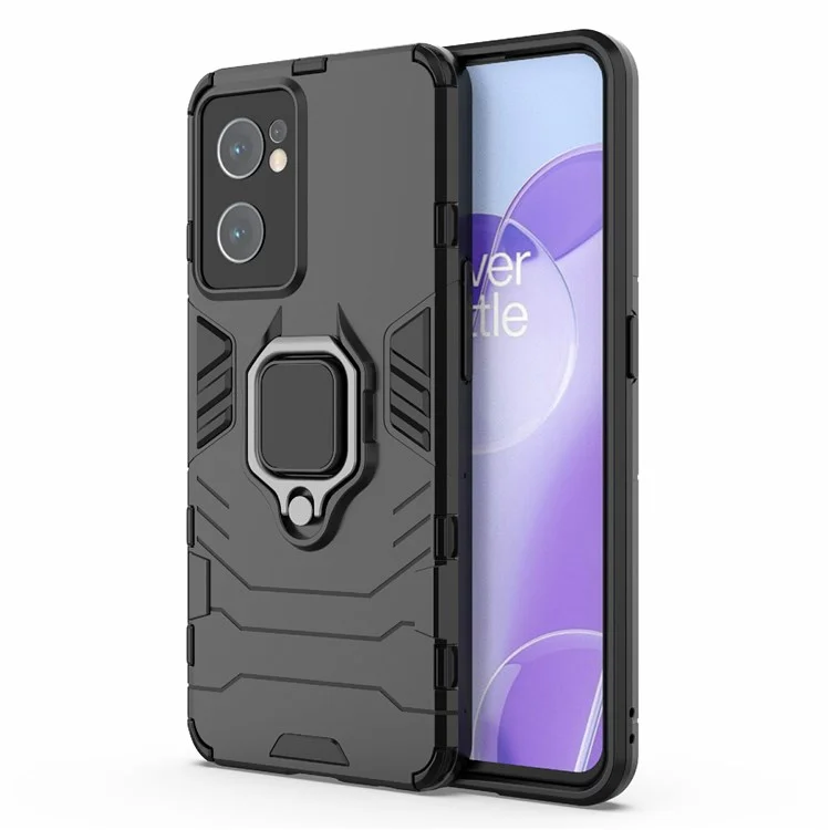 Für OnePlus Nord CE 2 5G TPU+ Hard PC Case Anti-fall-fall-faltungsring-kickstand Zurück - Schwarz