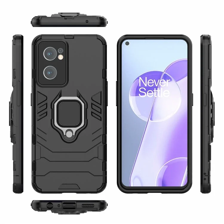 Für OnePlus Nord CE 2 5G TPU+ Hard PC Case Anti-fall-fall-faltungsring-kickstand Zurück - Schwarz