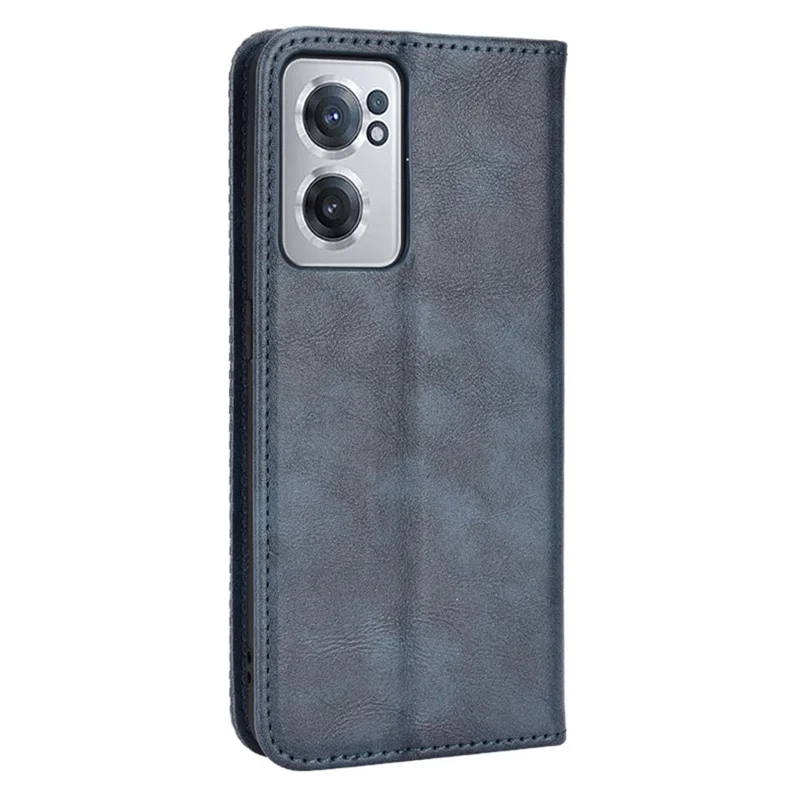For OnePlus Nord CE 2 5G Retro PU Leather Flip Case Mosaic Imprinted Magnetic Absorption Shockproof Protective Cover with Stand Function - Blue