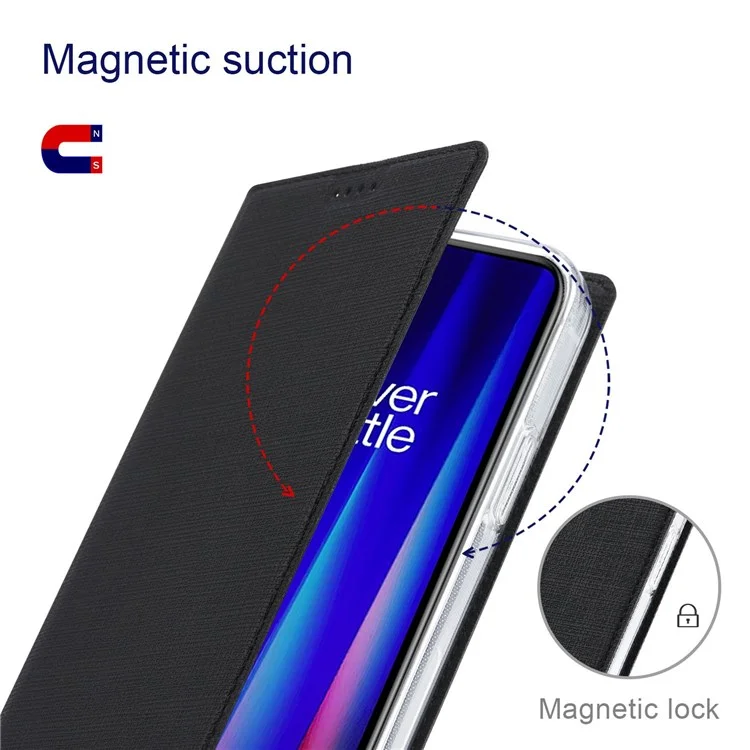 VILI DMX Series Pour OnePlus Nord CE 2 5G, Couvercle de Support de Boîtier de Téléphone en Cuir en Cuir Automatique Avec Fente à Carte Unique - le Noir