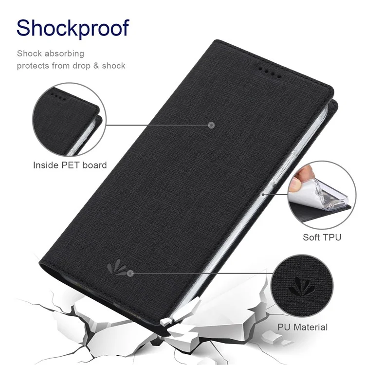 VILI DMX Series Pour OnePlus Nord CE 2 5G, Couvercle de Support de Boîtier de Téléphone en Cuir en Cuir Automatique Avec Fente à Carte Unique - le Noir