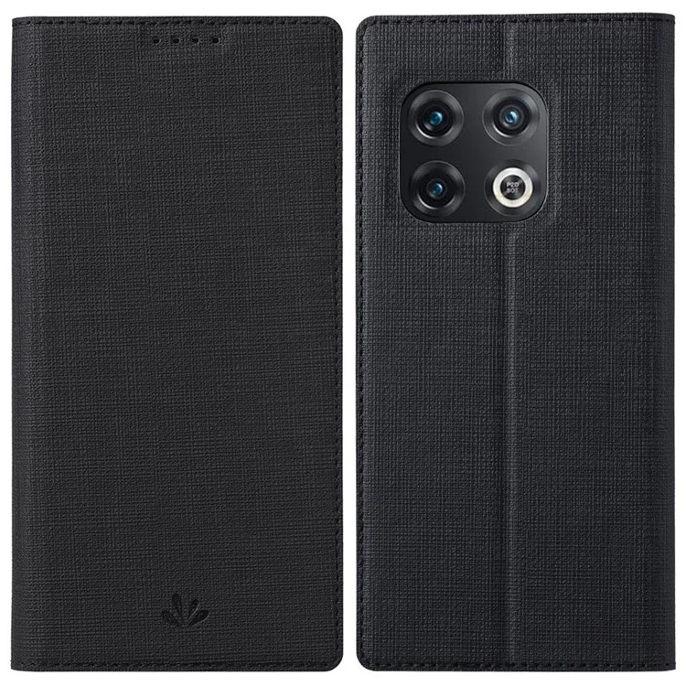 VILI DMX Series per OnePlus 10 Pro 5G, Custodia in pelle assorbita automaticamente con supporto e slot per schede - Nero