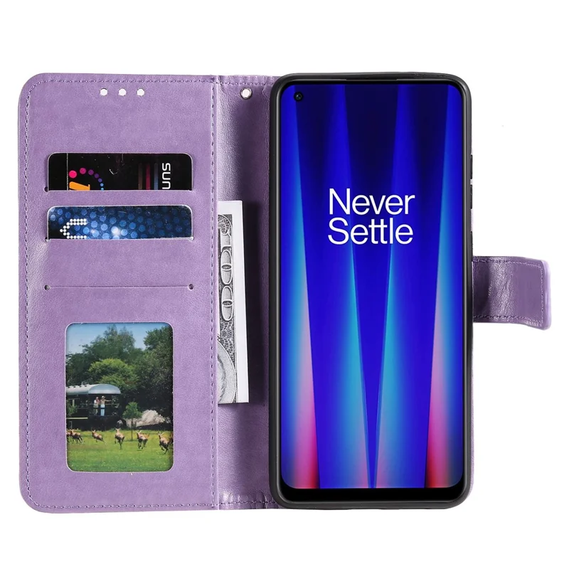 For OnePlus Nord CE 2 5G Shockproof Wallet Stand Design Imprinted Mandala Flower PU Leather Phone Flip Cover Phone Case - Purple