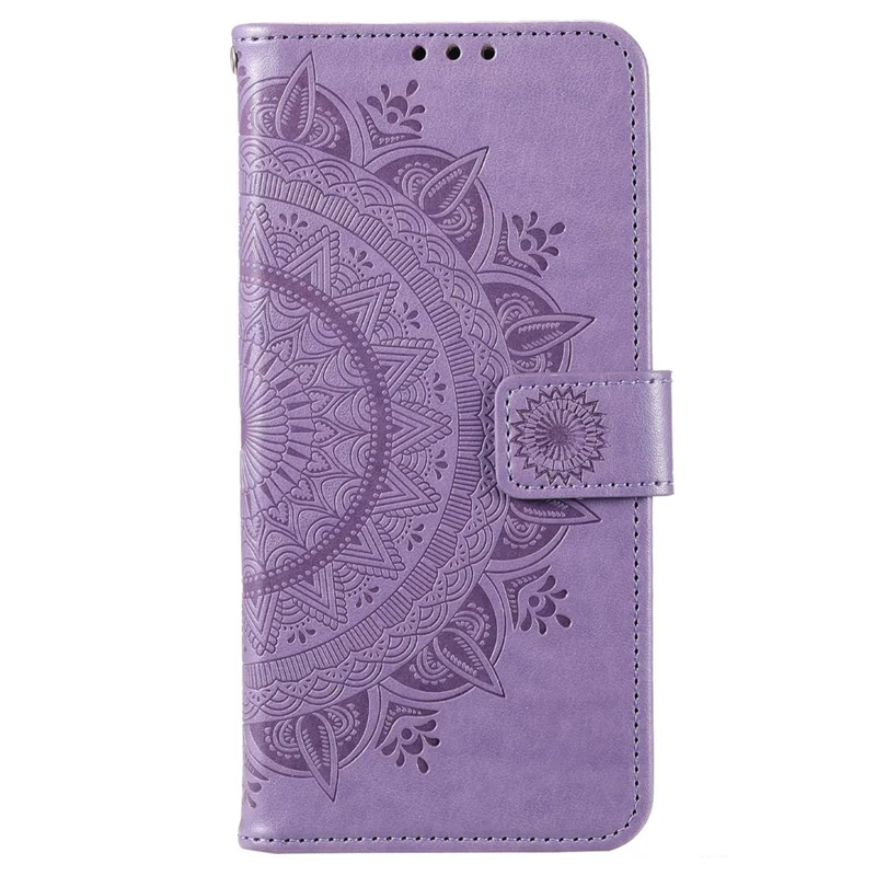 For OnePlus Nord CE 2 5G Shockproof Wallet Stand Design Imprinted Mandala Flower PU Leather Phone Flip Cover Phone Case - Purple