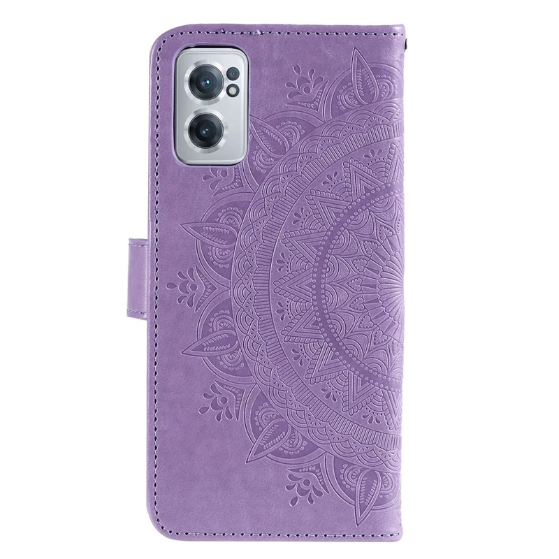 For OnePlus Nord CE 2 5G Shockproof Wallet Stand Design Imprinted Mandala Flower PU Leather Phone Flip Cover Phone Case - Purple