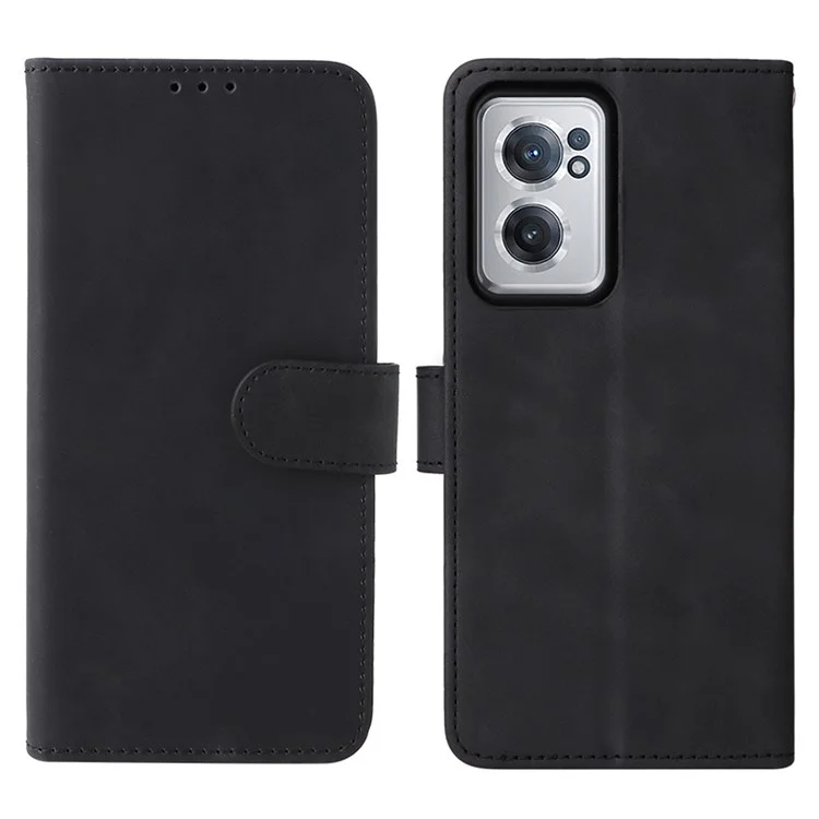 For OnePlus Nord CE 2 5G Skin-touch Feeling PU Leather + TPU Phone Case with Wallet Stand - Black