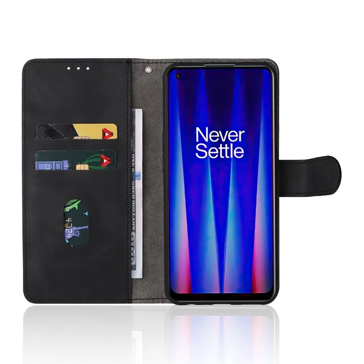 For OnePlus Nord CE 2 5G Skin-touch Feeling PU Leather + TPU Phone Case with Wallet Stand - Black