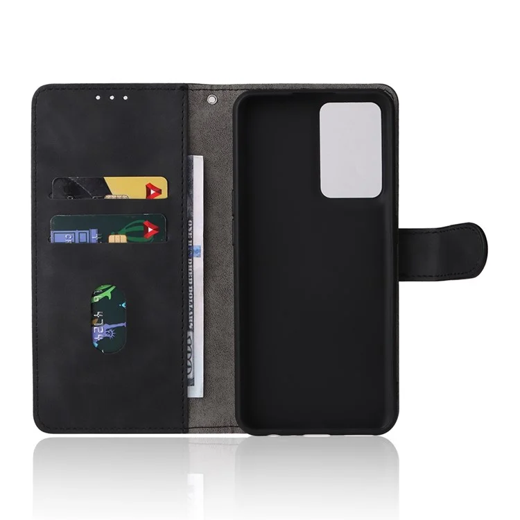 For OnePlus Nord CE 2 5G Skin-touch Feeling PU Leather + TPU Phone Case with Wallet Stand - Black