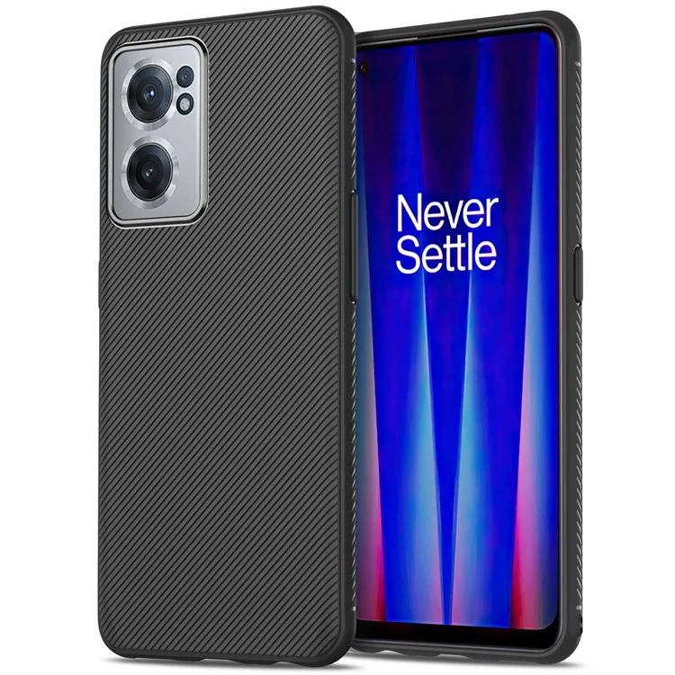 For OnePlus Nord CE 2 5G Jazz Series Twill Texture Mobile Phone Case Anti-slip Flexible TPU Protective Cover - Black