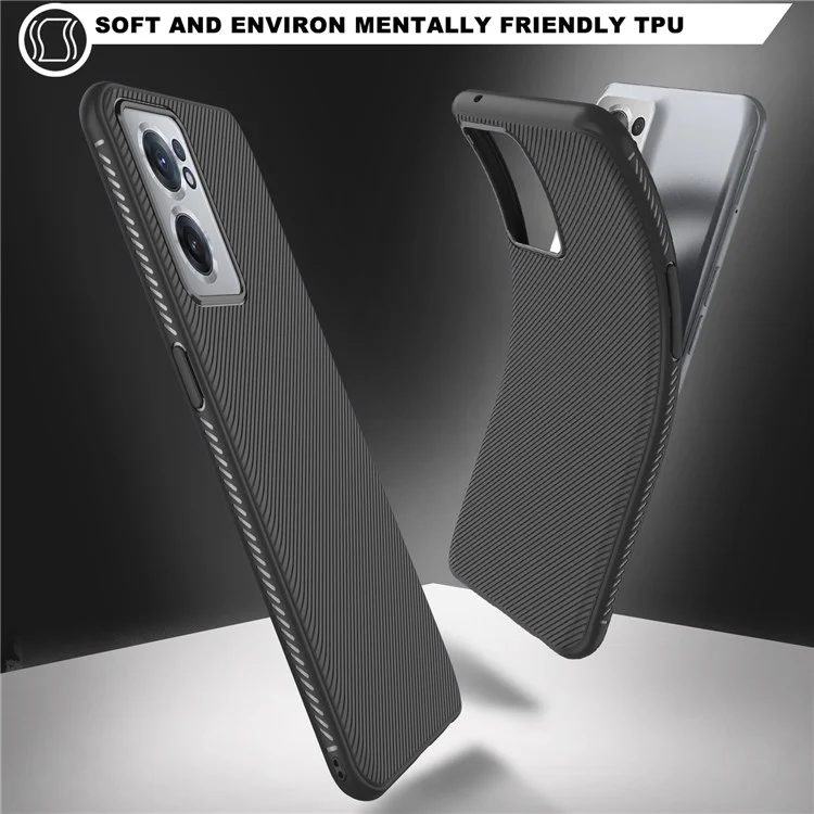 For OnePlus Nord CE 2 5G Jazz Series Twill Texture Mobile Phone Case Anti-slip Flexible TPU Protective Cover - Black