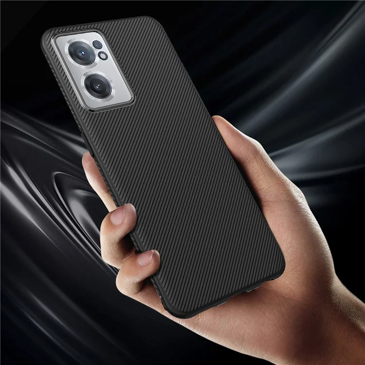 For OnePlus Nord CE 2 5G Jazz Series Twill Texture Mobile Phone Case Anti-slip Flexible TPU Protective Cover - Black