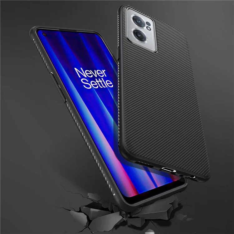 For OnePlus Nord CE 2 5G Jazz Series Twill Texture Mobile Phone Case Anti-slip Flexible TPU Protective Cover - Black