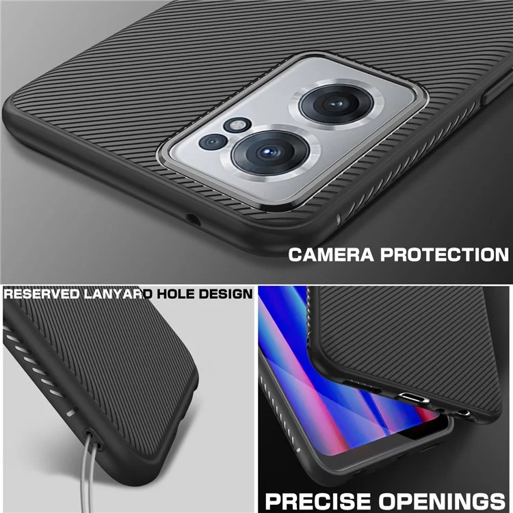 For OnePlus Nord CE 2 5G Jazz Series Twill Texture Mobile Phone Case Anti-slip Flexible TPU Protective Cover - Black