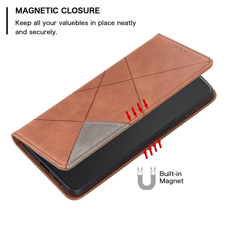 Bf-sprudelmuster Serie-1 Für OnePlus 10 Pro Magnetic Auto-absorbed Wallet Haufen Muster Geprägter Kartenschlitzhalter PU Leder Ständer Stoßdämpfer Flip Cover - Braun