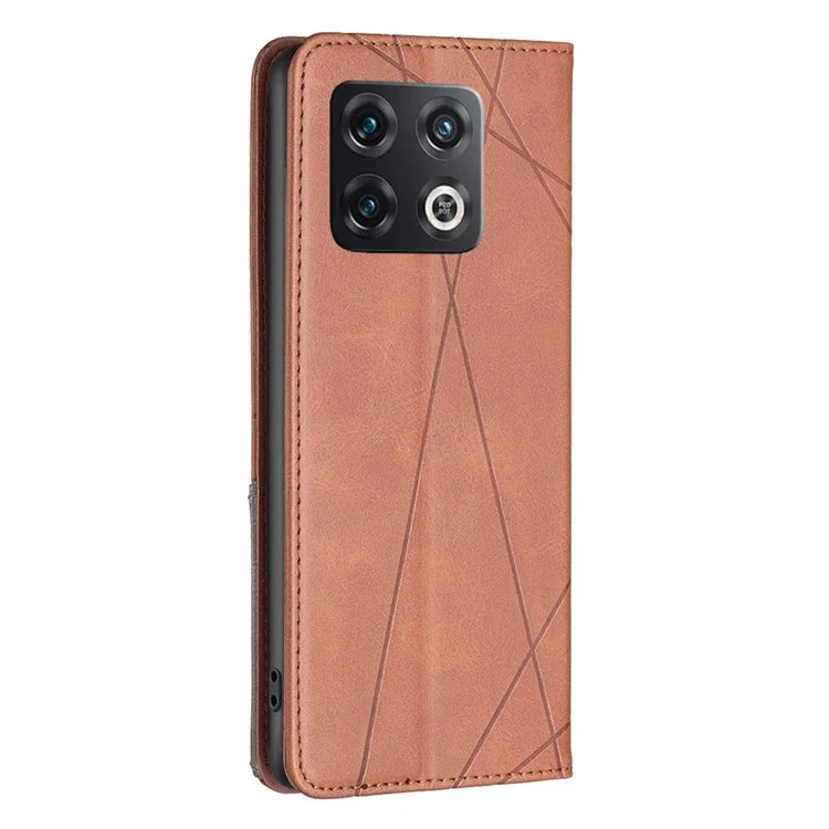Серия BF Imprinting Pattern-1 для OnePlus 10 Pro Магнитный автомобильный абсорбирующий кошелек Чехол с рисунком Выемочные слоты для карт Держатель Кожаная подставка Ударопрочный откидной чехол - Коричневый