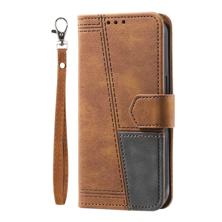 TTUDRCH 004 for OnePlus 8 Pro Splicing Design Skin-touch Feeling Phone Wallet Stand Case RFID Blocking PU Leather Protective Cover - Brown