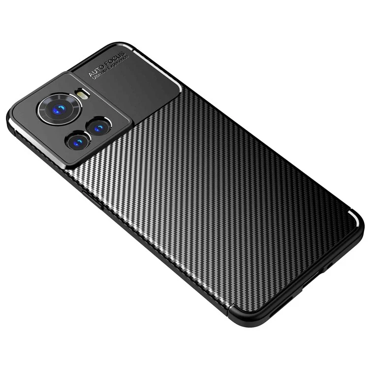 For OnePlus Ace Carbon Fiber Texture Phone Case Drop-proof Anti-scratch Soft TPU Back Cover - Black