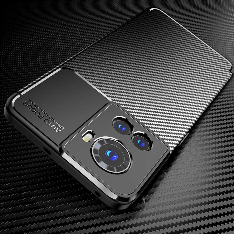 For OnePlus Ace Carbon Fiber Texture Phone Case Drop-proof Anti-scratch Soft TPU Back Cover - Black