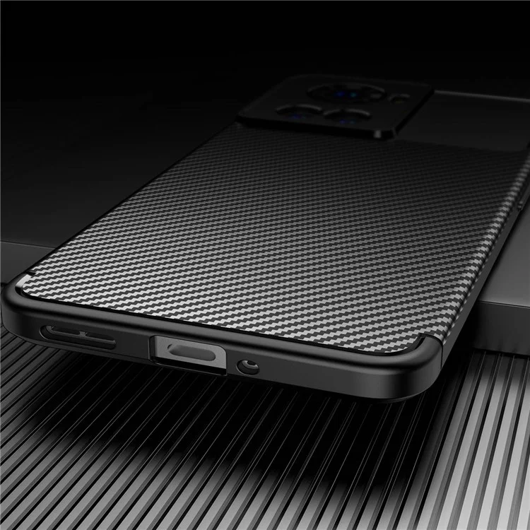 For OnePlus Ace Carbon Fiber Texture Phone Case Drop-proof Anti-scratch Soft TPU Back Cover - Black