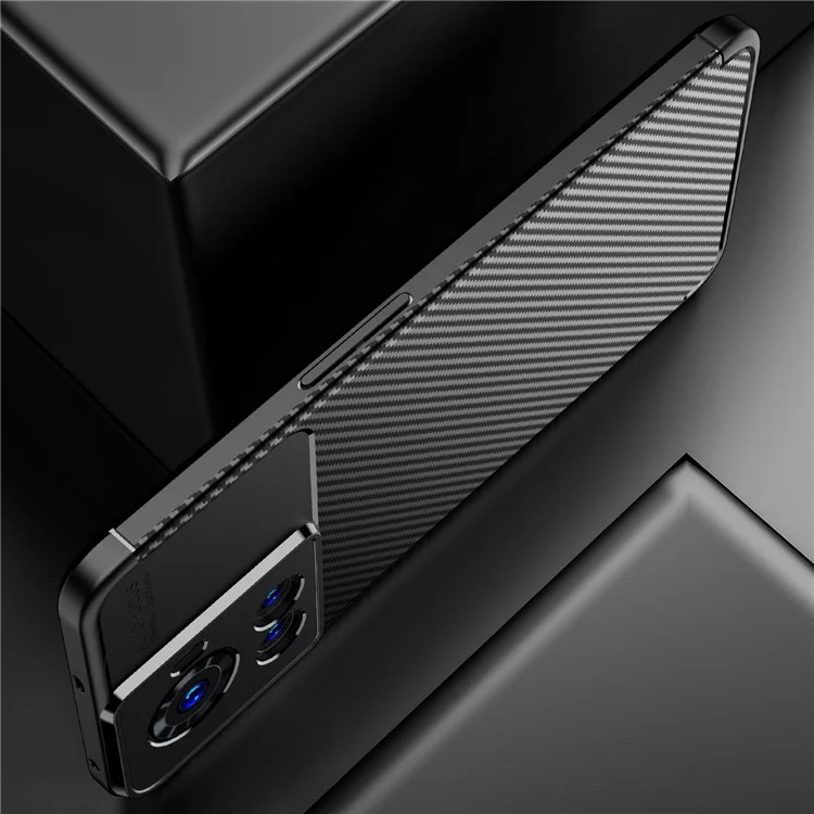For OnePlus Ace Carbon Fiber Texture Phone Case Drop-proof Anti-scratch Soft TPU Back Cover - Black