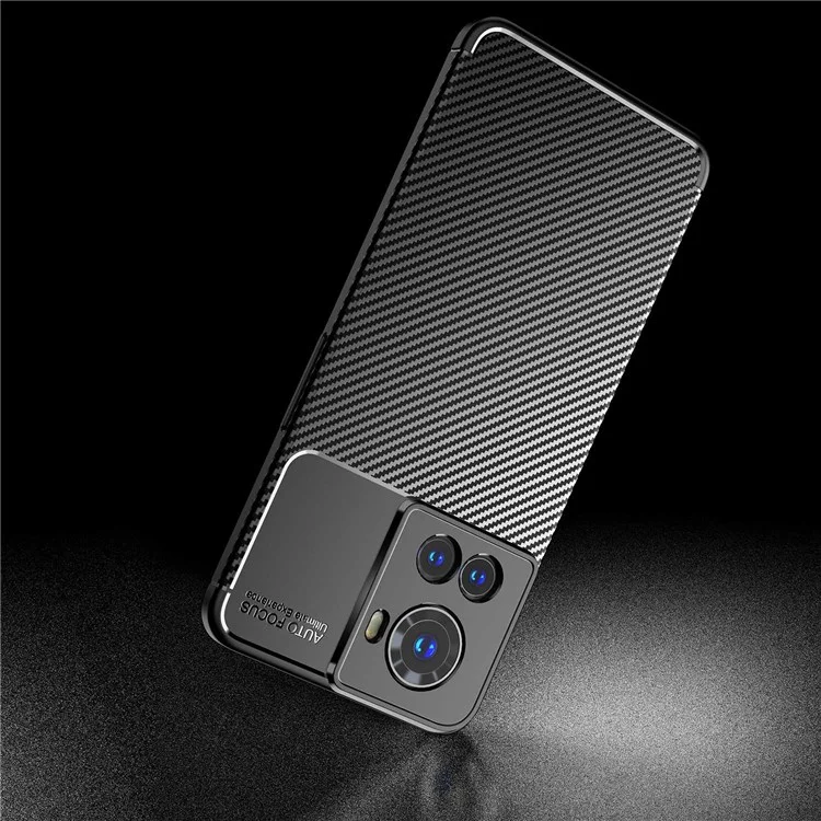 For OnePlus Ace Carbon Fiber Texture Phone Case Drop-proof Anti-scratch Soft TPU Back Cover - Black