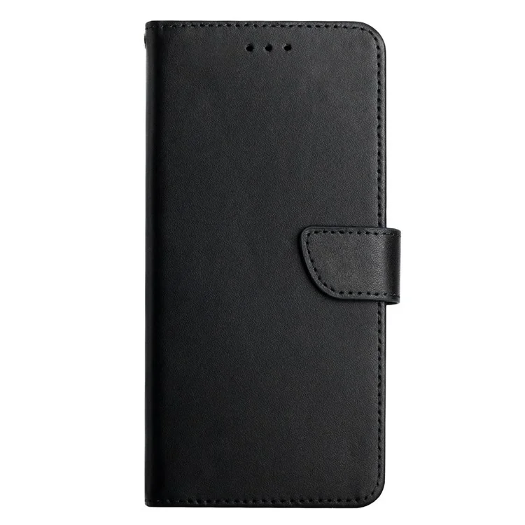 For OnePlus 10R/Ace Nappa Texture Wallet Style Case Double Protection TPU+Genuine Leather Phone Shell with Stand - Black
