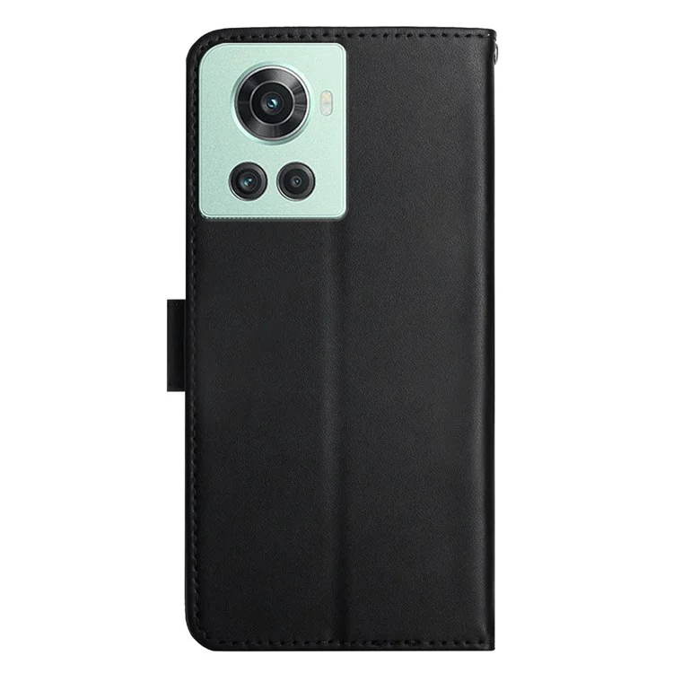 For OnePlus 10R/Ace Nappa Texture Wallet Style Case Double Protection TPU+Genuine Leather Phone Shell with Stand - Black