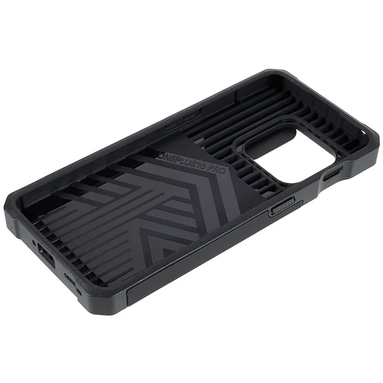 Per OnePlus 10 Pro Custodia antiurto in PC + TPU con slider della fotocamera, slot per schede e supporto in metallo - Nero
