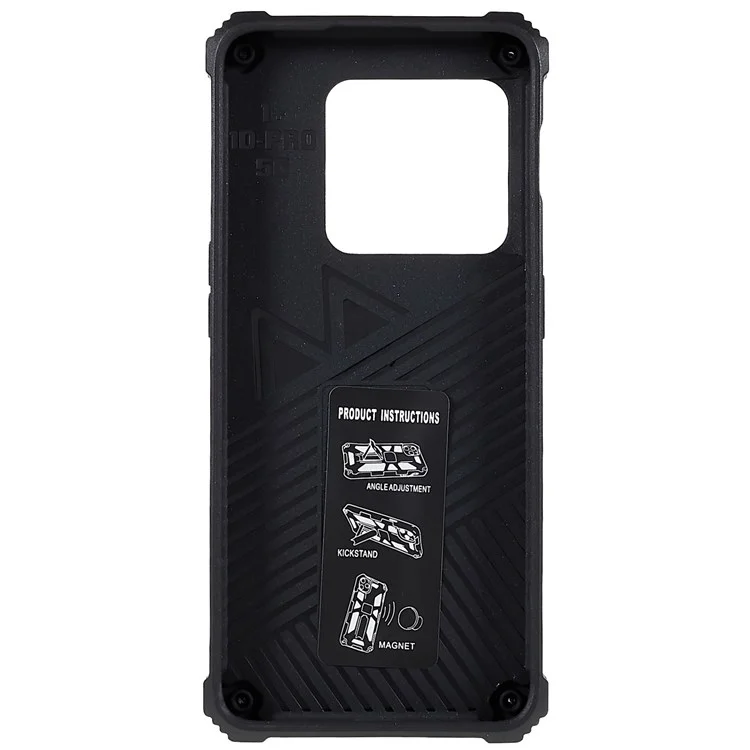 Per OnePlus 10 Pro Camouflage Design Military Grade Protective Cover Hard PC TPU Enhanced Side Phone Case with Kickstand - Army Green