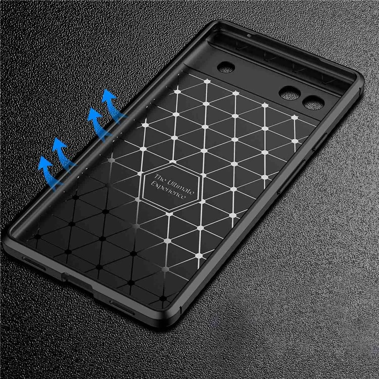 Para Google Pixel 6a Fibra de Carbono Textura Collision Case Resistente a Los Teléfonos Móviles Soft TPU Tapa Trasera - Negro