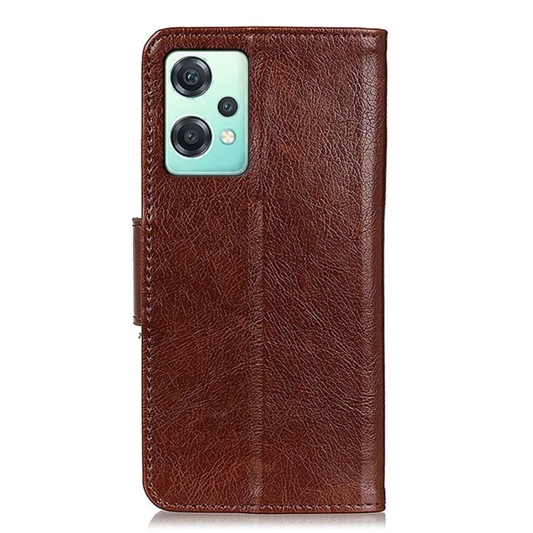 For OnePlus Nord CE 2 Lite 5G Nappa Texture Phone Case Wallet Stand Split Leather Folio Flip Cover - Brown