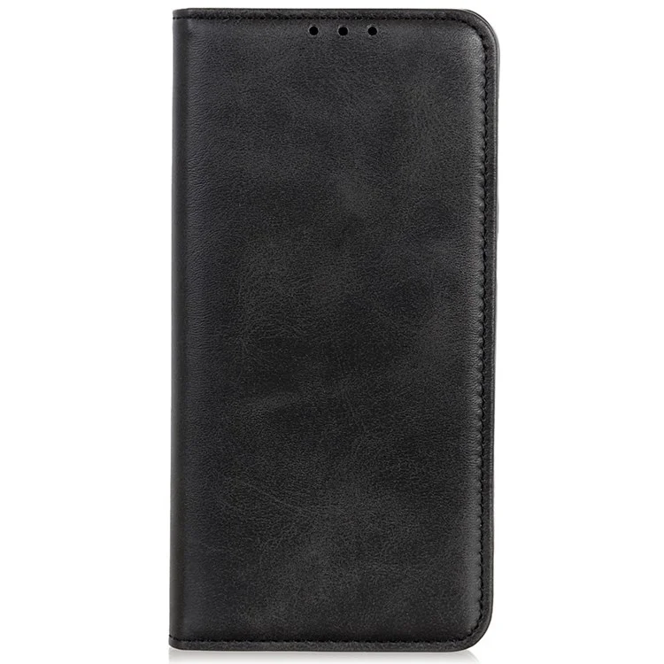 For OnePlus Nord CE 2 Lite 5G Split Leather Flip Case Wallet Design Stand Strong Magnetic Suction Shockproof TPU Interior Protective Cover - Black