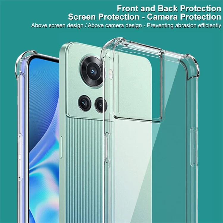 IMAK per OnePlus Ace 5G/10R 5G Airbag Design Custodia resistente all'usura Soft TPU Antiurto Custodia protettiva per fotocamera con pellicola protettiva per lo schermo - Trasparente Nero