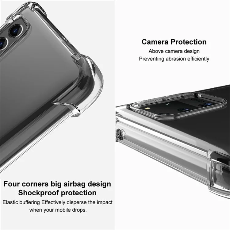IMAK per OnePlus Ace 5G/10R 5G Airbag Design Custodia resistente all'usura Soft TPU Antiurto Custodia protettiva per fotocamera con pellicola protettiva per lo schermo - Trasparente Nero