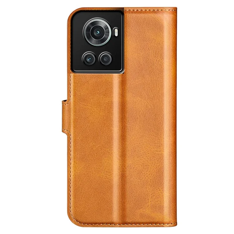 Square Magnetic Clasp Folio Flip Mobile Phone Leather Case for OnePlus Ace 5G/10R 5G, Full Coverage Anti-drop Wallet Design Stand Phone Cover - Yellow