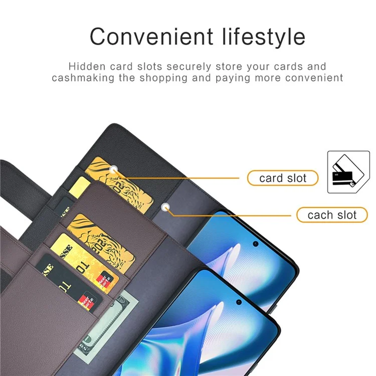For OnePlus Ace 5G/10R 5G Genuine Split Leather Flip Case Viewing Stand Secure Magnetic Buckle Protect Wallet Phone Cover - Black