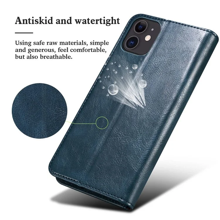 For OnePlus 10R 5G/Ace 5G Shockproof Wallet Style Phone Cover Waxy Crazy Horse Texture Magnetic Auto-absorbed Adjustable Stand Leather Case - Blue