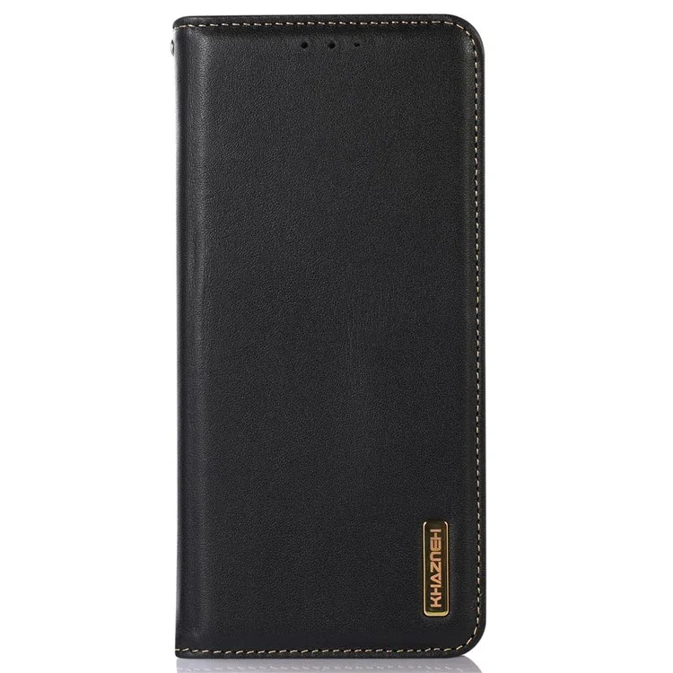 KHAZNEH для OnePlus Nord CE 2 Lite 5G Nappa Texture Genuine Cowhide Leather Flip Cover Magnetic Auto-absorbed Stand Book Folding Folio Wallet Case - Черный