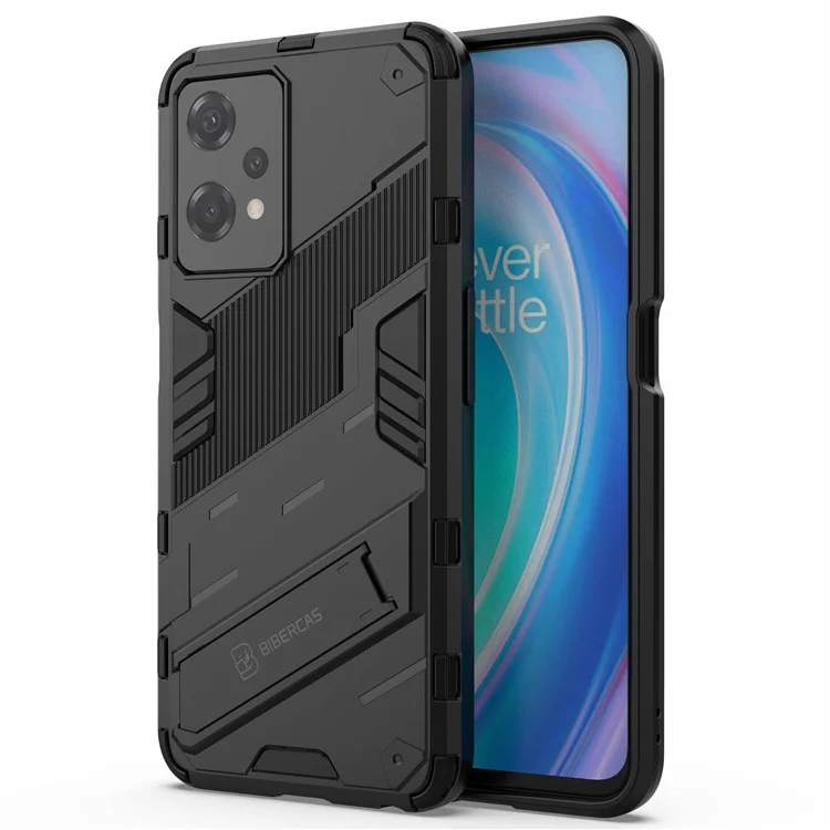 Para OnePlus Nord ce 2 Lite 5G Phone Case Kickstand TPU + PC Cubierta de Armadura Resistente a Prueba de Choque - Negro