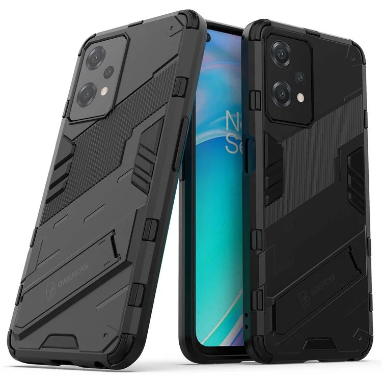 Für OnePlus Nord CE 2 Lite 5G Handyhülle Kickstand TPU + PC stoßfeste Tough Armor Cover - Schwarz