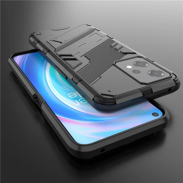 Für OnePlus Nord CE 2 Lite 5G Handyhülle Kickstand TPU + PC stoßfeste Tough Armor Cover - Schwarz