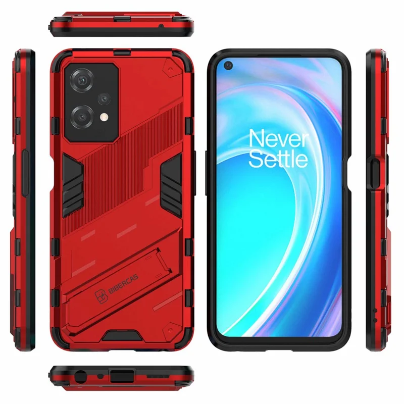 For OnePlus Nord CE 2 Lite 5G Phone Case Kickstand TPU + PC Shockproof Tough Armor Cover - Red