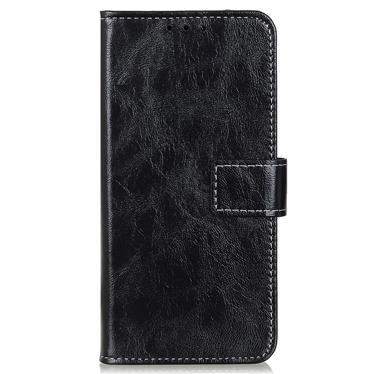 For OnePlus Nord 2T 5G Retro Crazy Horse Texture PU Leather Magnetic Flip Case TPU Protect Inner Shell Stand Wallet Protective Phone Cover - Black