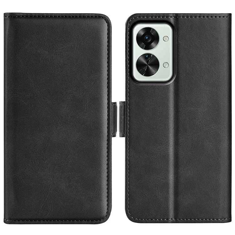Pour OnePlus Nord 2T 5G Folio Flip Anti-fall Magnetic Cell Phone Case Stand PU Leather Wallet Style Cover - Noir
